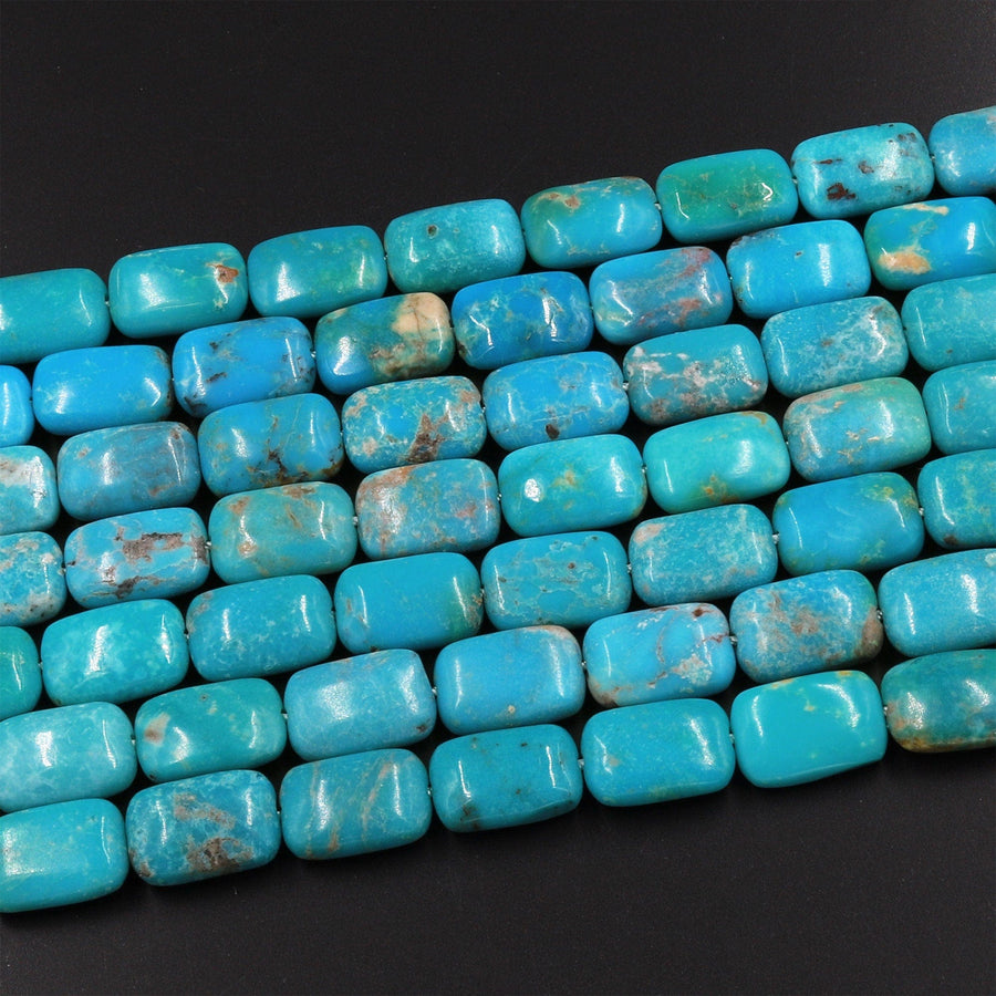Real Genuine Natural Blue Turquoise Rectangle Cushion Beads 15.5" Strand