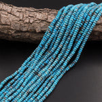 Genuine Real Natural Arizona Blue Turquoise 3mm 4mm Rondelle Beads 15.5" Strand