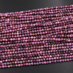Genuine Natural Earthy Pink Ruby Gemstone Faceted 4mm Round Beads 15.5" Strand