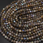 Faceted Natural Golden Labradorite 6mm Round Beads Lots of Fire Flashes 15.5" Strand
