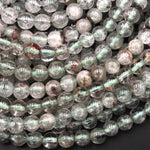 Natural Green Phantom Quartz Beads Lodolite Beads 6mm 15.5" Strand