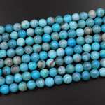 Blue Aqua Terra Agate 6mm 8mm Round Beads Aka Dragon Skin Robin's Egg Agate 15.5" Strand