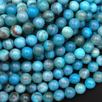 Blue Aqua Terra Agate 6mm 8mm Round Beads Aka Dragon Skin Robin's Egg Agate 15.5" Strand