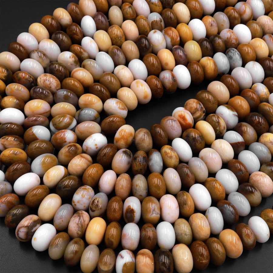 Natural Polka Dot Agate Beads 6mm 12mm Rondelle 15.5" Strand