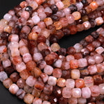 Natural Red Lepidocrocite Quartz Faceted 8mm 10mm Cube Beads 15.5" Strand