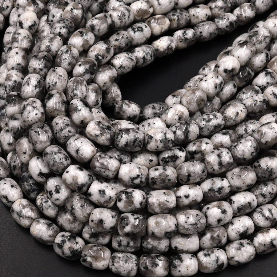 Natural Luna Pearl Granite Tube Cylinder Barrel Beads 15.5" Strand