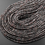 Natural Gray Cat's Eye Sillimanite 3mm Faceted Round Beads 15.5" Strand