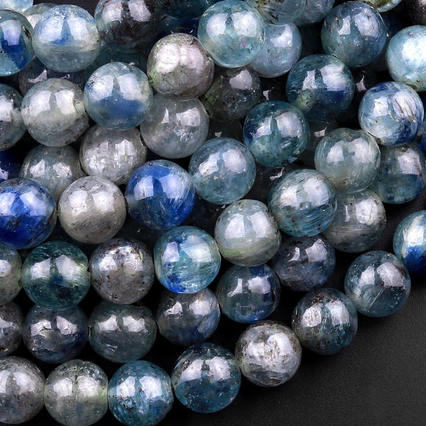 Rare Natural Bicolor Teal Blue Green Mauve Kyanite 8mm Round Beads 15.5" Strand