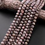 Natural Leopard Skin Jasper 6mm 8mm 10mm Smooth Round Beads 15.5" Strand