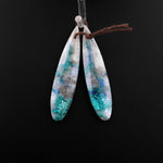 Drilled Chrysocolla in Quartz Teardrop Earring Pair Matched Teardrop Cabochon Gemstone Beads