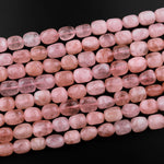 Natural Peach Morganite Smooth Nuggets Beads Aka Pink Aquamarine Highly Polished Smooth Gemstone 15.5" Strand