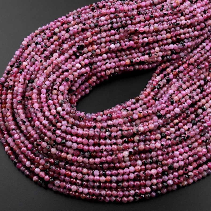 Genuine Natural Red Fuchsia Pink Ruby Gemstone Faceted 2mm 3mm Round B ...