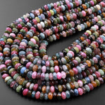 AAA Natural Multicolor Watermelon Tourmaline Micro Faceted Rondelle Beads 6mm Pink Green Gemstone 15.5" Strand