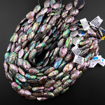 Large Natural Abalone Beads Puffy Oval Nugget Nuggets 15.5" Strand