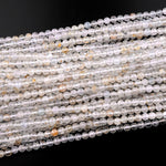 Micro Faceted Natural Topaz 5mm Round Beads Laser Diamond Cut Gemstone 15.5" Strand