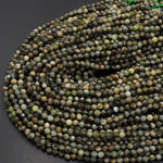 Natural Green Tourmaline Faceted 4mm Gemstone Round Beads 15.5" Strand