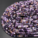 Natural Purple Fluorite Faceted 4mm Round Beads Micro Cut 15.5" Strand