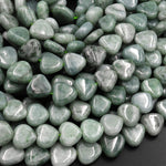 Natural Burmese Jade Triangle Heart Beads Vercially Drilled 15.5" Strand