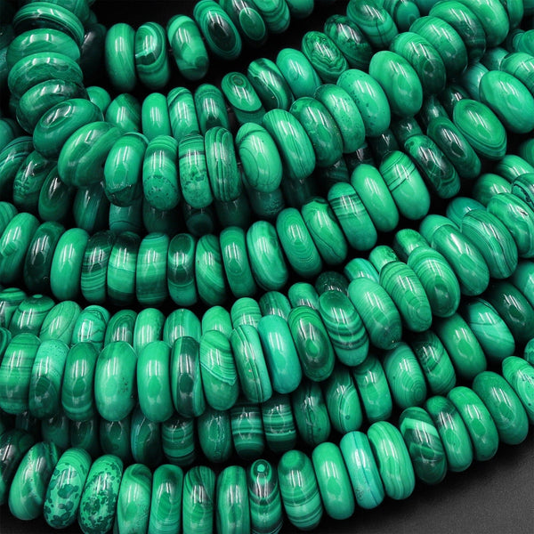 AAA Natural Green Malachite Rondelle Beads 8mm Gemstone From Congo 15.5" Strand