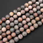 Natural Amphibole Phantom Thousand Layer Quartz Beads Lodolite 10mm 12mm Gray Pink Green Minerals Matrix 15.5" Strand