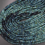 Natural Paraiba Blue Tourmaline Faceted 3mm Rondelle Beads Gradient Shaded Indicolite Gemstone 15.5" Strand