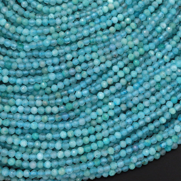 Peruvian Amazonite 2mm Faceted Round Beads Micro Laser Diamond Cut 15.5" Strand