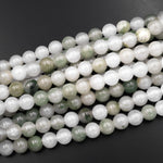 Large Hole Natural Ice Mountain Jade 8mm 10mm Round Beads 2.5mm Drill 8" Strand