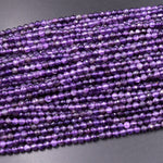 Faceted Natural Amethyst 5mm 6mm Round Beads 15.5" Strand