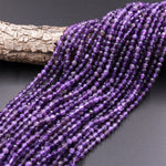 Faceted Natural Amethyst 5mm 6mm Round Beads 15.5" Strand