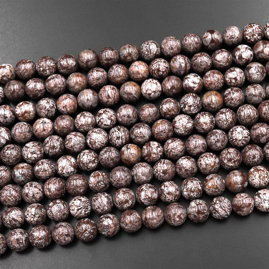 Natural Brown Snowflake Obsidian Beads 4mm 6mm 8mm 10mm Gemstone Round Beads 15.5" Strand
