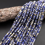 Faceted Natural Denim Sodalite 5mm 6mm Rondelle Beads Multicolor Shaded Gemstone 15.5" Strand
