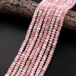 Faceted Natural Pink Morganite Aquamarine Beryl Rondelle Beads 5mm 6mm 15.5" Strand