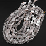 Natural Mystic Silvery Gray Agate Druzy Drusy Beads Freeform Rectangle Shape 15.5" Strand
