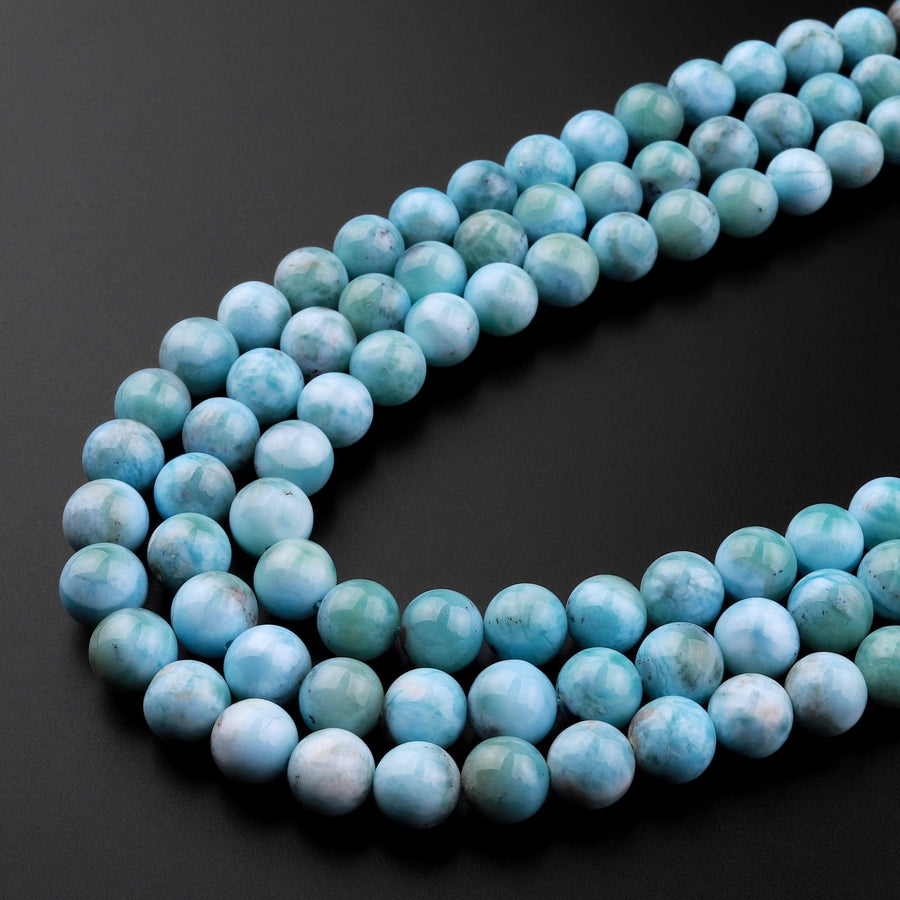 Genuine Natural Blue Larimar 7mm 8mm Round Beads Real Genuine Larimar Gemstone 15.5" Strand