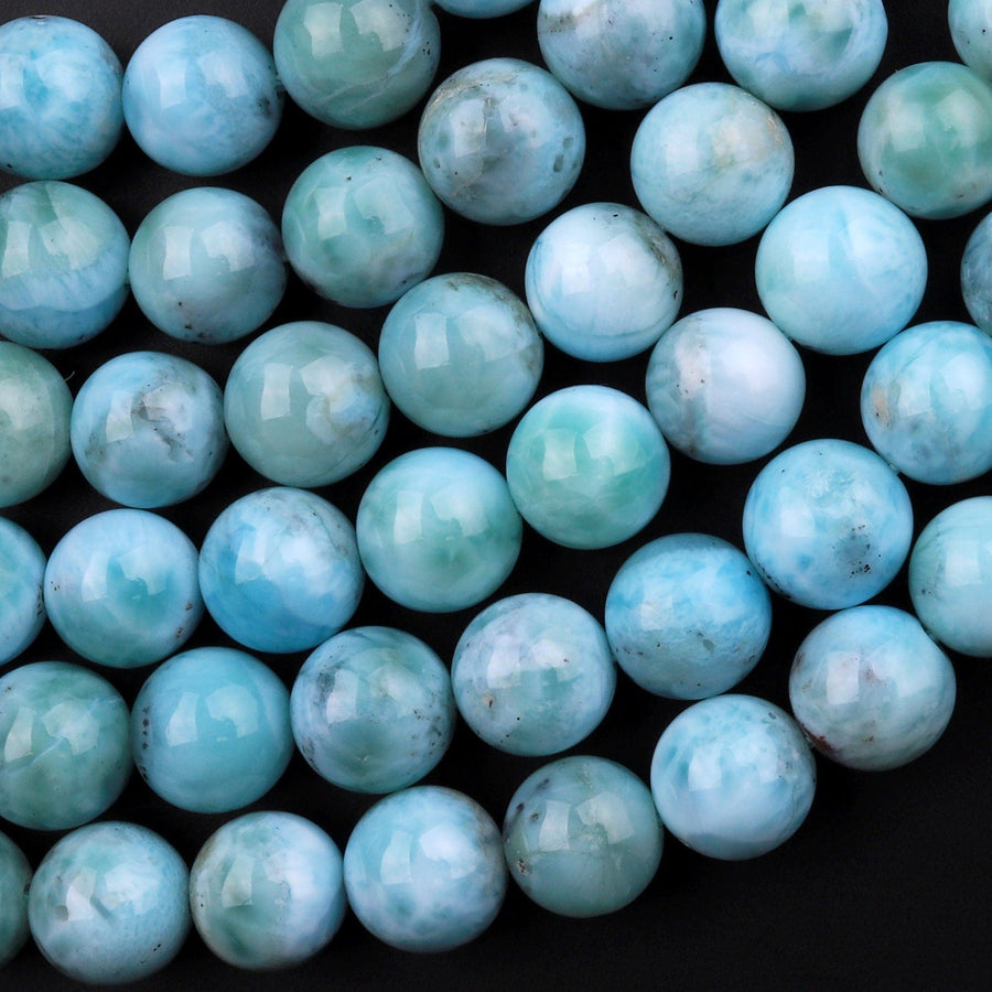 Genuine Natural Blue Larimar 7mm 8mm Round Beads Real Genuine Larimar Gemstone 15.5" Strand