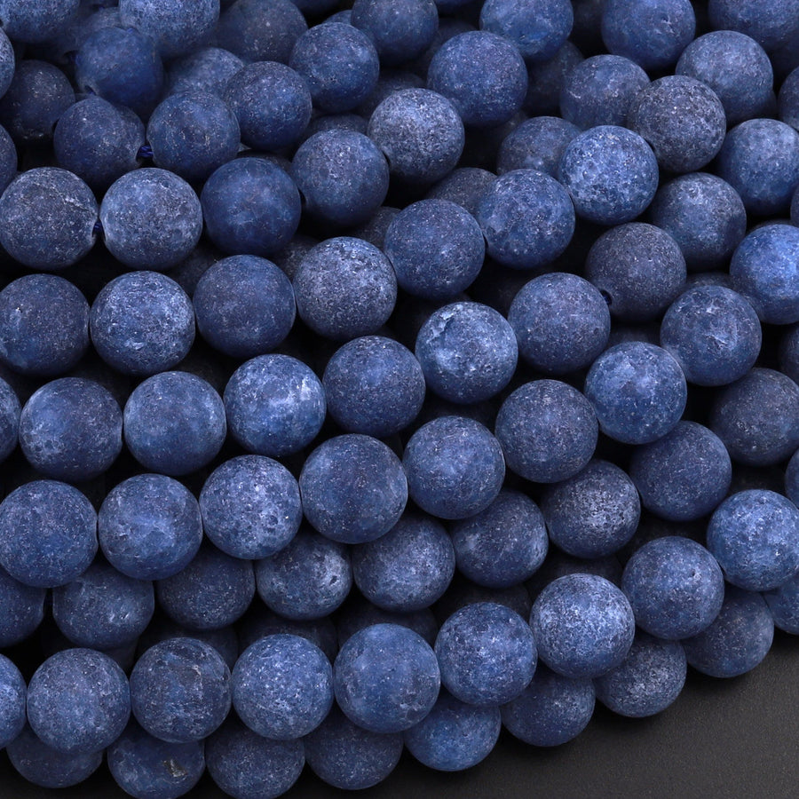 Matte Denim Blue Aqua Stone Smooth Round Beads 4mm 6mm 8mm 10mm Aka Midnight Blue Stone 15.5" Strand