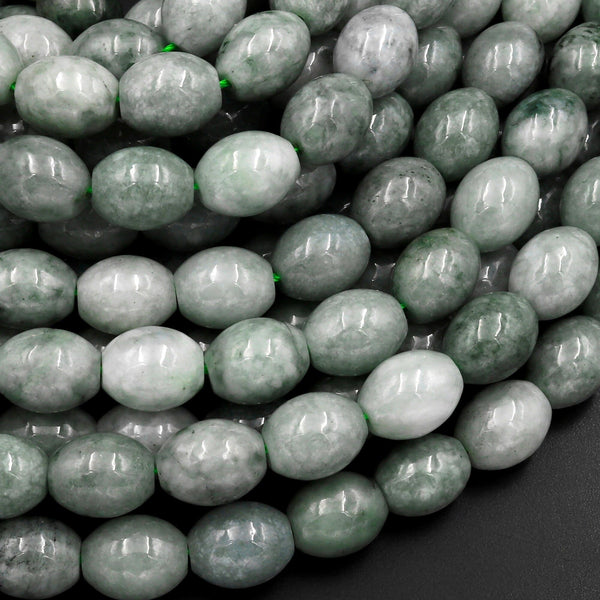 Natural Burmese Jade Drum Barrel Beads 15.5" Strand