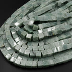 Natural Burmese Jade 4mm 6mm 8mm Cube Square Dice Beads Real Genuine Gemstone 15.5" Strand