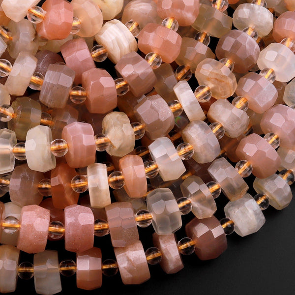 Moonstone Heishi Beads - 5mm Square Flat Beads