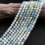 Natural Multicolor Blue Green Canary Aquamarine 4mm 6mm 8mm 10mm Smooth Round Beads 15.5" Strand