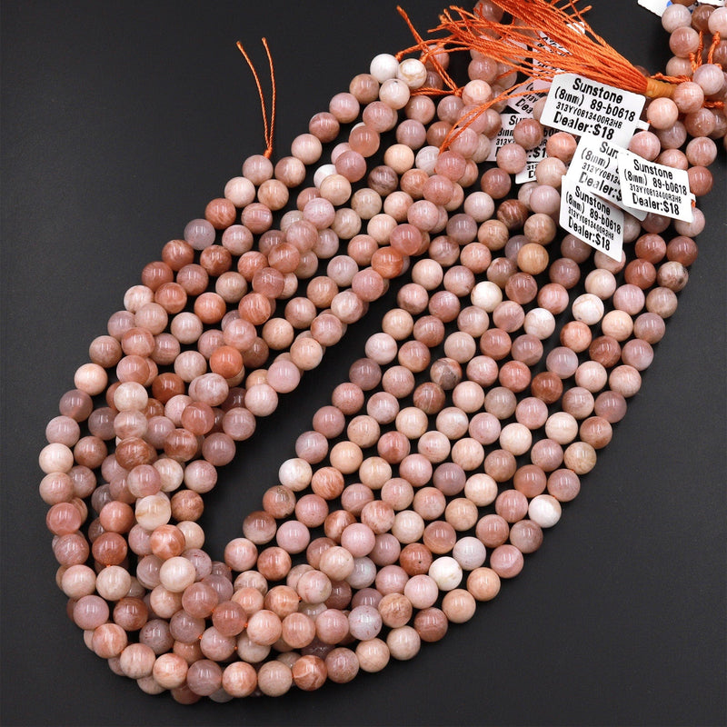 Natural Sunstone Round Beads 6mm 8mm 10mm From Tanzania 15.5" Strand