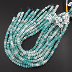 AA Natural Blue Amazonite Smooth Rondelle 6mm 8mm Beads 15.5" Strand