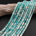 AA Natural Blue Amazonite Smooth Rondelle 6mm 8mm Beads 15.5" Strand