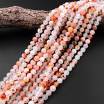 Natural Red Flower Agate 4mm 6mm 8mm 10mm 12mm Smooth Round Beads 15.5" Strand