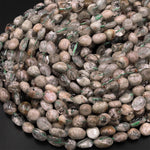 Natural Amphibole Phantom Thousand Layer Quartz Freeform Oval Pebble Nugget Beads Gemstone 15.5" Strand