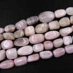 Large Natural Kunzite Freeform Rounded Pebble Nuggets Beads 15.5" Strand
