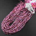 Real Genuine Natural Ruby Faceted 4mm Cube Dice Square Beads Micro Faceted Laser Diamond Cut 15.5" Strand