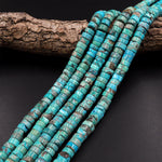 Genuine 100% Natural Arizona Blue Turquoise 10mm Heishi Beads Rondelle 15.5" Strand
