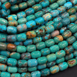 Genuine 100% Natural Turquoise Beads 5x7mm Cylinder Rounded Tube Drum Barrel 15.5" Strand