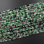 Natural Ruby Zoisite 2mm Faceted Cube Square Dice Beads 15.5" Strand